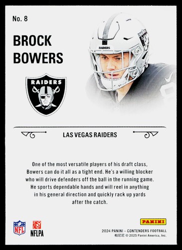 2024 Panini Contenders Rookie Stallions - Brock Bowers #8 - Las Vegas Raiders - Picture 2 of 2