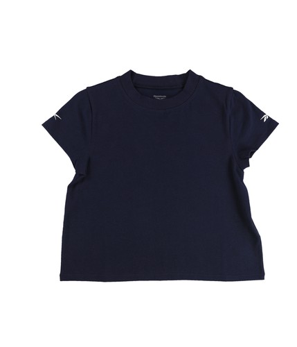 Reebok Womens Solid Logo Short Sleeve Basic T-Shirt, Blue, Small