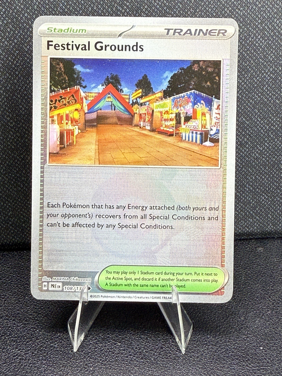 FESTIVAL GROUNDS 108/131 PRISMATIC EVOLUTIONS POKEMON (POKE BALL HOLO, NM)