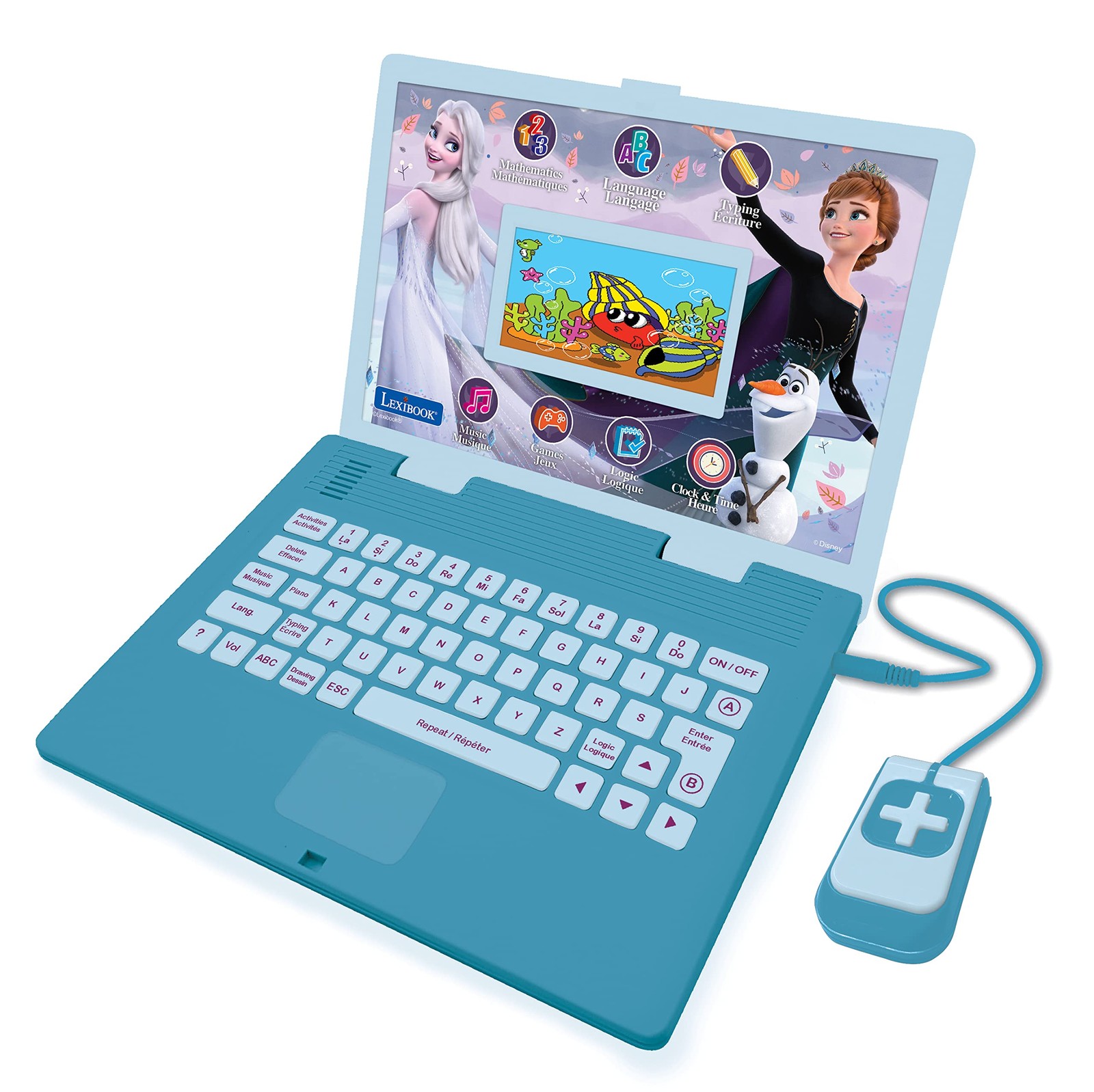 LEXIBOOK, Frozen, Educational and Bilingual Laptop French/English with Colour sc