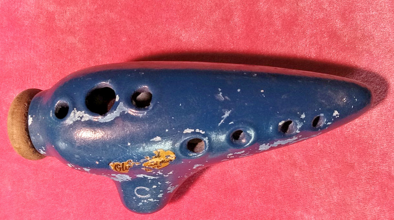 Vintage Old Glory Ocarina Potato Flute Blue