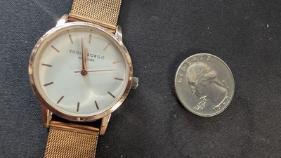 Eddie Borgo New York Gold Mesh Band White Dial Quartz Women's Watch w/ Box