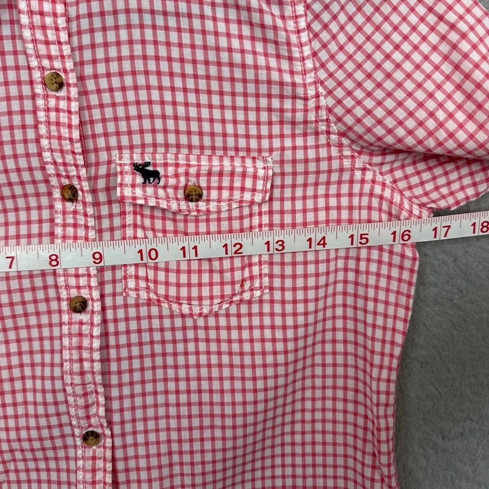 Abercrombie Boys Lightweight Cotton Button Up Shirt Pink Gingham Check Size XL - Image 4 of 4