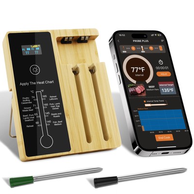 2-Probe Wireless Meat Thermometer, 500FT Wireless Range Bluetooth Meat Thermo...