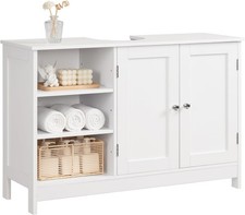 35.4" Pedestal Sink Storage Cabinet W/ 2 Doors  Adjustable Shelves Bathroom