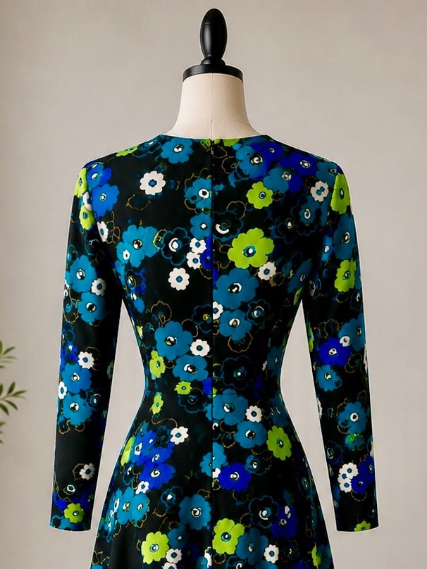 Vintage 70’s Floral Print Long Sleeve Maxi EUC SZ 00 View 3