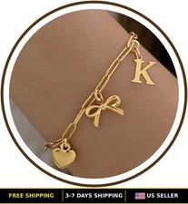 Personalized 14K Gold Plated Initial Bracelet A-Z for Women - Dainty Jewelry