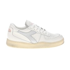 diadora Mi Basket Low Lace Up Womens Silver, White Sneakers Casual Shoes 181013