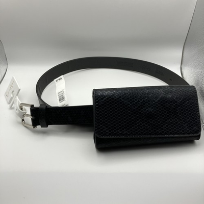 #ad #ad NWT Jessica Simpson Belt With Pouch Black Snakeskin Pattern S M $14.89