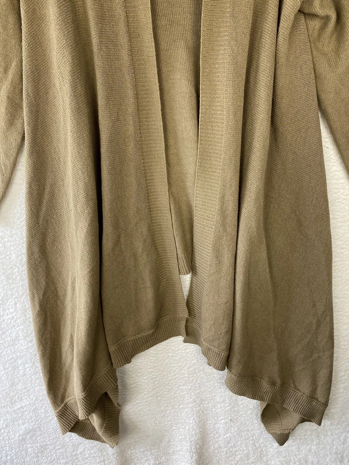 Suéter Spiegel Mujer Grande Mezcla de Lana Beige Frente Abierto Cárdigan Pesado Foto 3 de 4