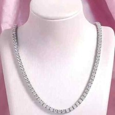 20Ct Round-Cut Lab Created Diamond Tennis Necklace 18" 14K White Gold Plated