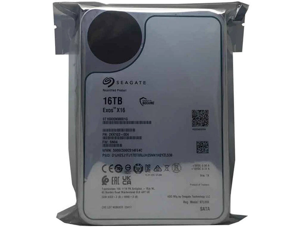 Seagate EXOS X16 16TB 256MB 7200rpm 3.5" SATA 6Gb/s Enterprise HDD ST16000NM001G - Image 2 of 4