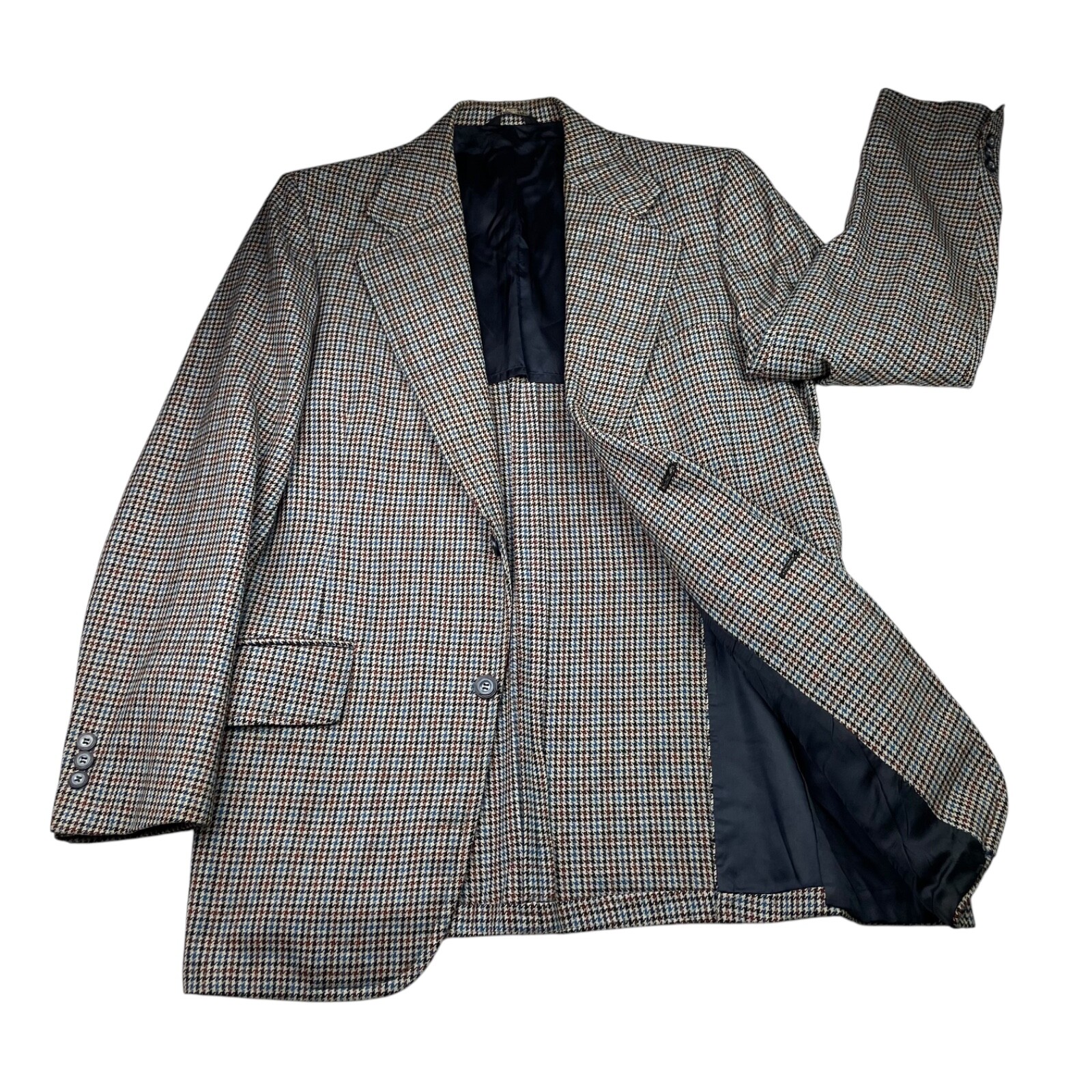 FILA Blazer vintage Harridge Row uomo tweed 2 bottoni grigio blu rosso pied de poule • 42R