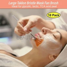 10 Pcs Large Taklon Mask Fan Brush Acid Applicator Glycolic Skin Peel (SB005x10)