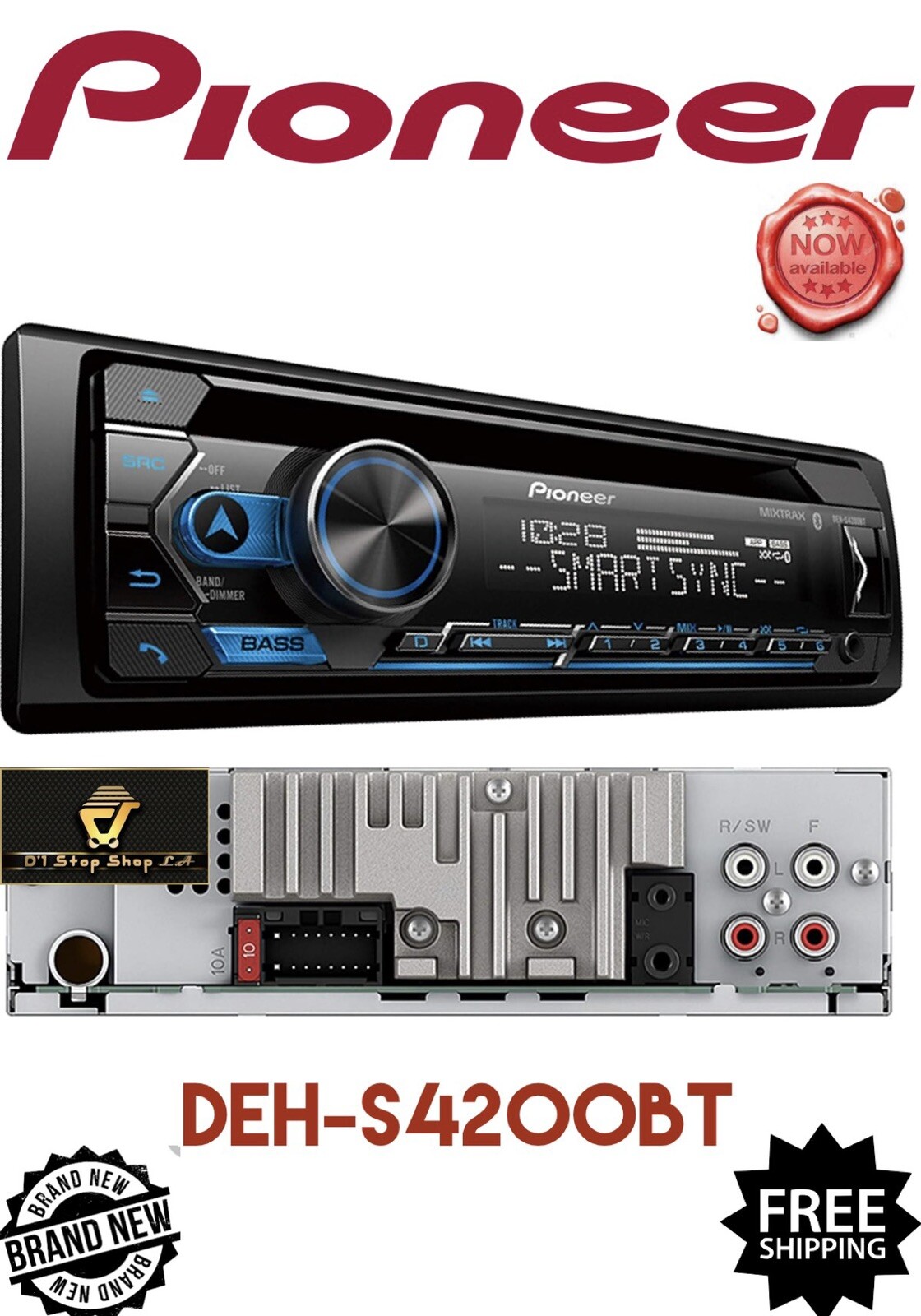 Pioneer DEH-S4220BT DUAL Bluetooth Connection CD Player