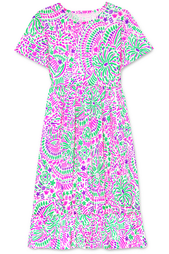Women's Dress - Paisley Printed Dress - Maxi Dress - Large - Purple Green