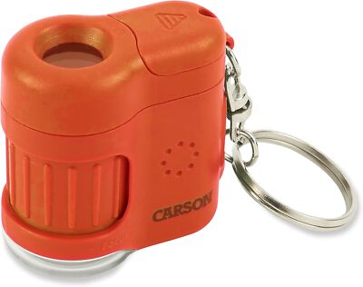 Carson MM-280O LED Taschenmikroskop mit UV-Licht Taschenlampenfunktion orange