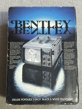 Televisión portátil Bentley 5” de lujo en blanco y negro en caja de colección rara