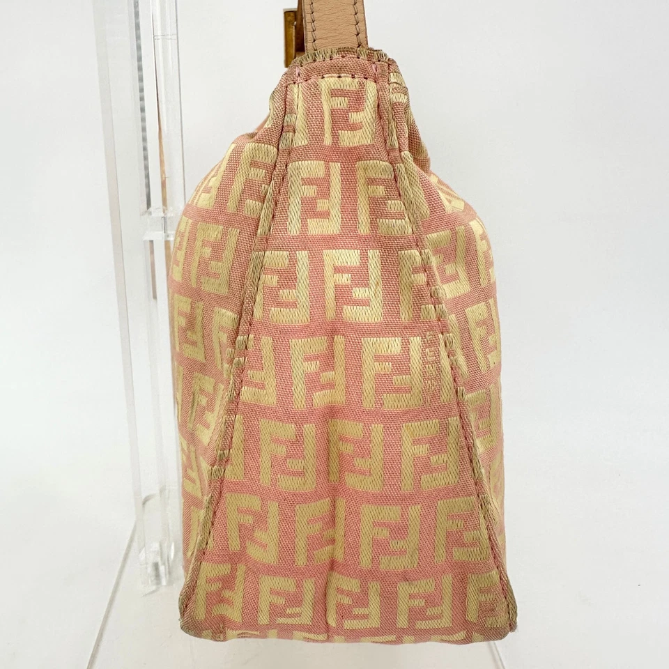 Auténtico bolso de mano FENDI Zucchino mini bolsa lona rosa Foto 4 de 4