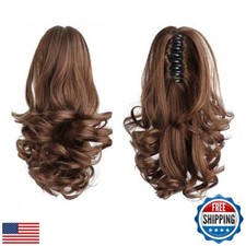 HSPJHTM Brown Ponytail Extensions,Claw Cilp Ponytails Extension for Women Cur