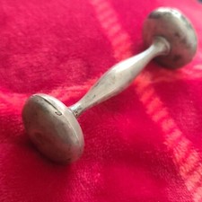 Saart Brothers Sterling Silver Barbell Baby Rattle, Vintage