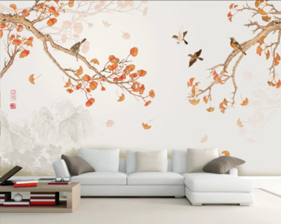 3D Flower Branch Bird 44544NA Wallpaper Wall Murals Removable Wallpaper Fay