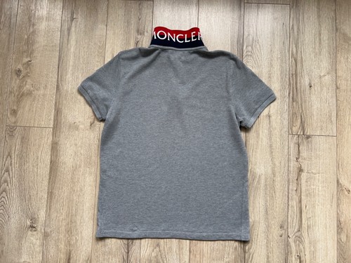 Mens Moncler Gray Collar Logo Classic Short Sleeve Polo T Shirt Cotton Size M - Picture 13 of 14