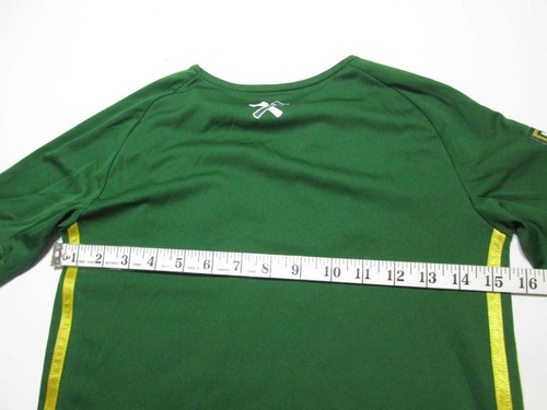 Adidas Youth Boys Size S V-Neck Shirt Green Logo Print Climalite Striped Sport - Picture 4 of 6