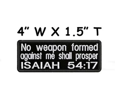ISAIAH 54:17 Patch Embroidered Iron-on Applique Religious Bible Verse Love Jesus