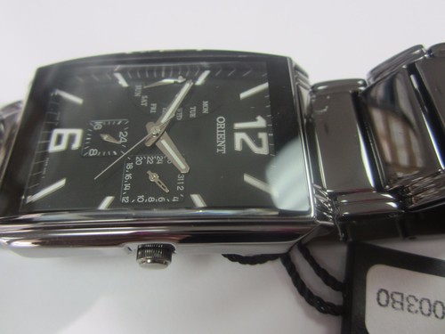 ORIENT JAPAN MEN'S WATCH QUARTZ ALL S/S IP BLACK ORIGINAL CUUAB003B0 NEW - Picture 2 of 8