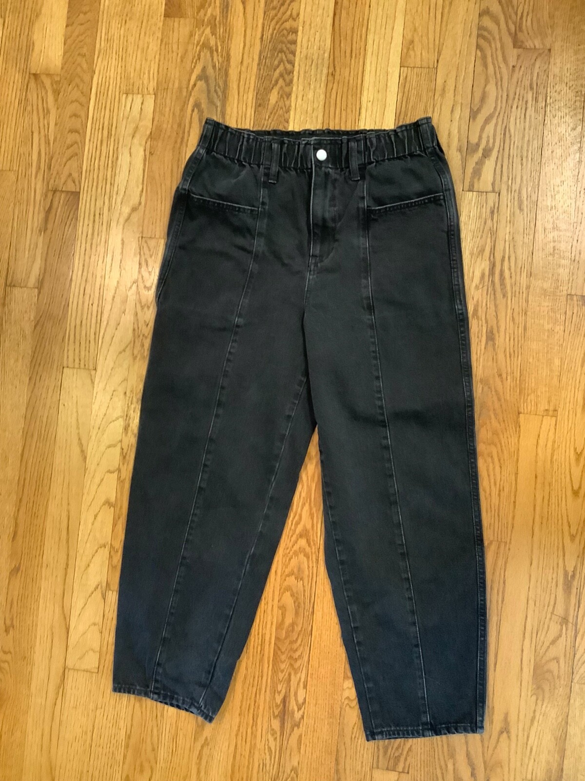 Madewell Elastic Waist Barrel Balloon Paperbag Jeans Black MD eBay