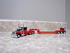 DCP 1/64 Black Red Tri-Axle Peterbilt 389 Fontaine Lowboy Trailer 60-1496