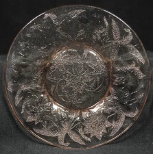 Jeannette Floral/Poinsettia Pink Depression Glass Salad Plate 6"