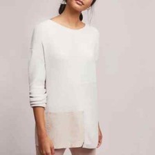 Anthropologie Saturday Sunday Sz XS Snowcase Ivory Patchwork Sweater Tunic Cozy