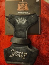 Juicy Couture Black"velvet" Dog Harness With Rhinestone Logo,NWT, Lg