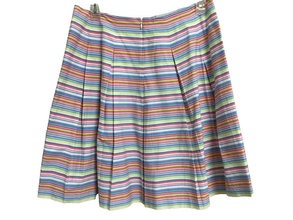 Talbots Mujer Talla 14p Caja Plisada Falda Hasta la Rodilla Algodón Elástico Azul Amarillo Foto 3 de 4