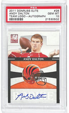 2011 Donruss Elite Team Logo Andy Dalton Auto SP RC #28 PSA 10 GEM MINT
