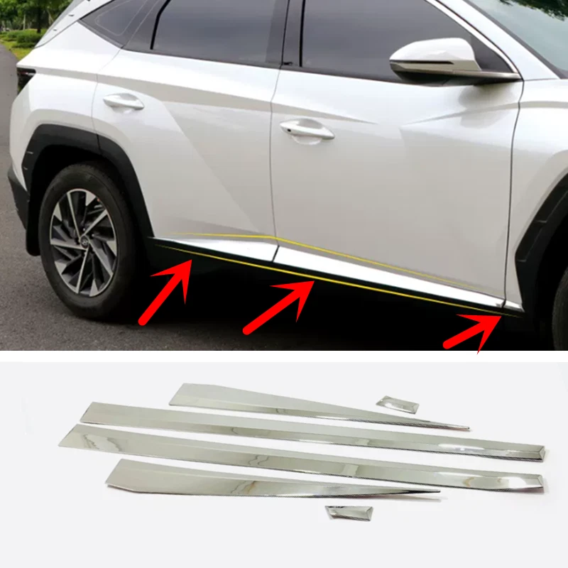 For Hyundai TUCSON 2022-2025 ABS outside door body side molding chrome trim 6pcs - Image 2 of 4
