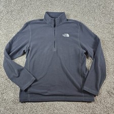 North Face Sweater Mens Medium Gray Fleece Pullover 1/4 Zip Hike Camping Casual