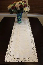 Embroidered Lace Placemat Runner White Wedding Bridal Church Passover Banquet 