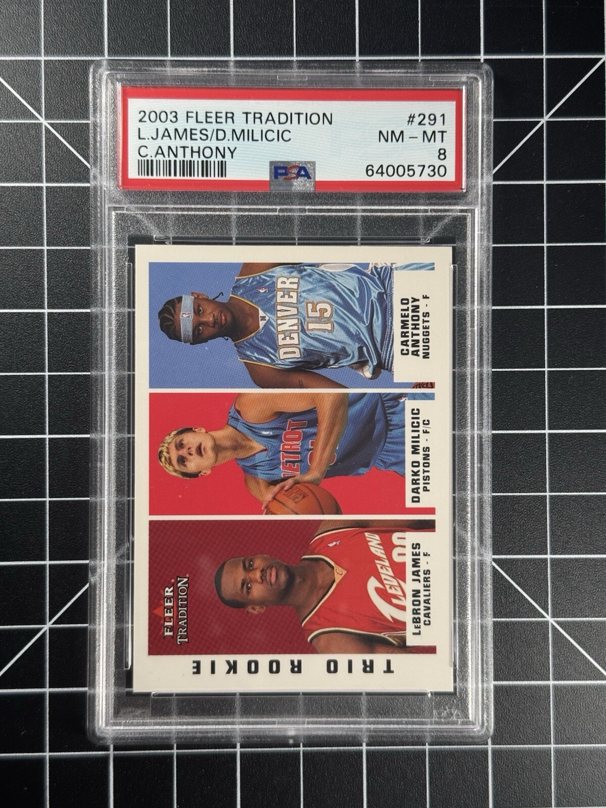 2003 Fleer Tradition -Lebron James/Carmelo Anthony/Darko Milcic PSA 8 RC (#291)