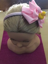 Girls headband duck with pink bow