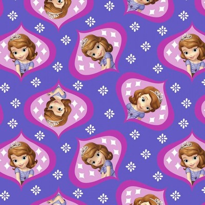 100% Baumwollstoff Federn Kreativ Disney Sofia das erste ovale Portrait