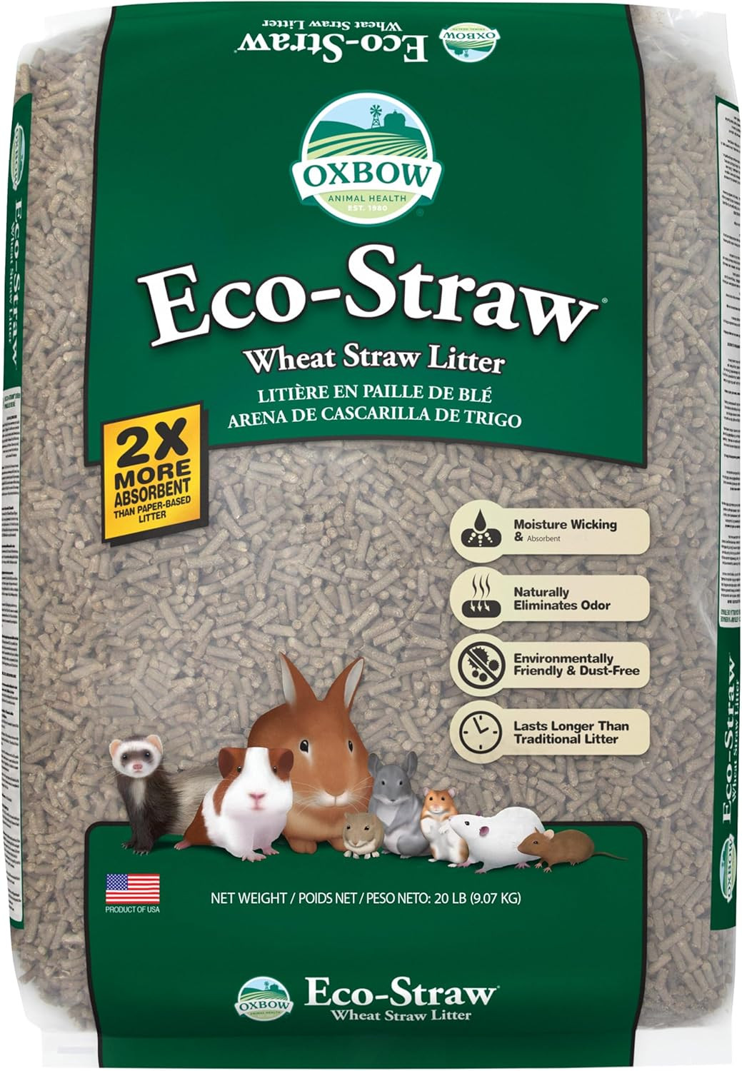 Eco Straw Pelleted Wheat Straw Litter for Small Animals- Dust-Free & Environment