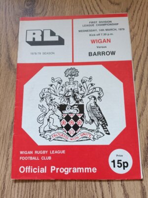Programme De Rugby League - Wigan Vs Wakefield Trinity - 17 Février 1980