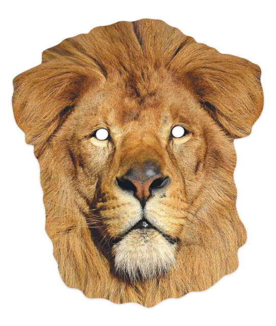Lion Animal 2D Single Card Party Mask - World Book Day King of the Jungle Safari