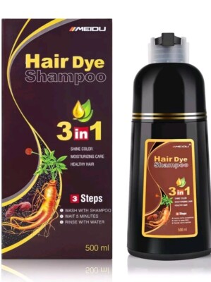 Hair Dye Shampoo Instant 3 in 1+100% Grey Coverage Dark Brown Herbal Ingredients