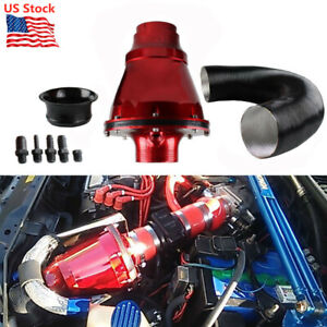 Universal Auto Ansaugrohr Sportluftfilter filter Cold Air Intake Box 76MM 3" rot