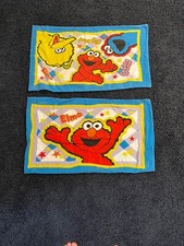 2 Vintage '90s Sesame Street Elmo, Big Bird, Cookie Monster Pillowcase 2-Sided