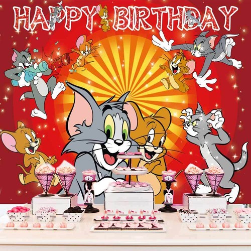 Tom und Jerry Party Deko Party Zubehör Hintergrund Banner Geburtstag Geschenk - Bild 4 von 7